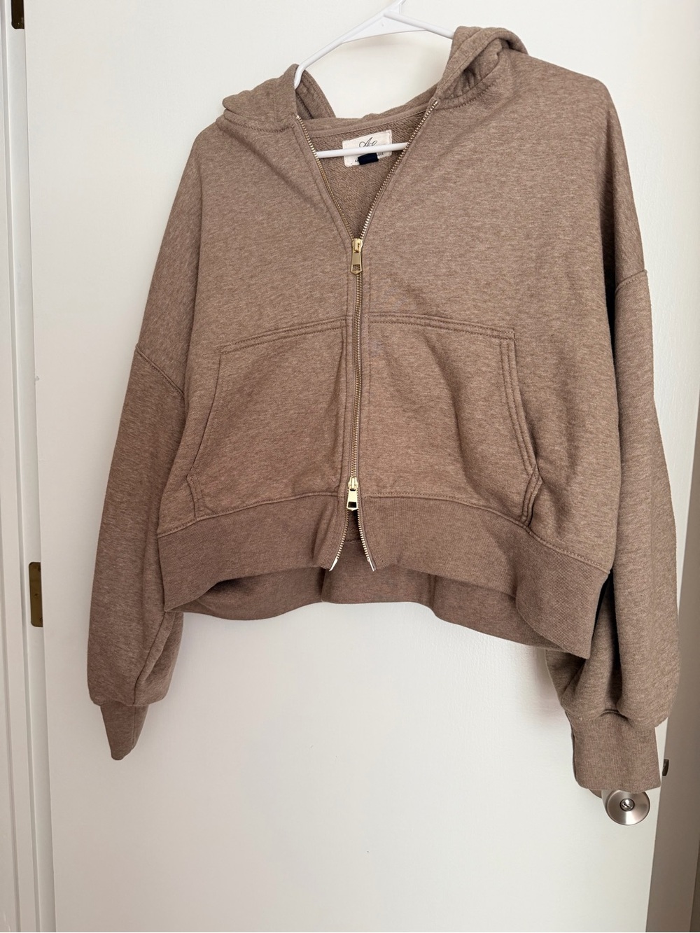 American Eagle Boxy Cropped Zip Hoodie